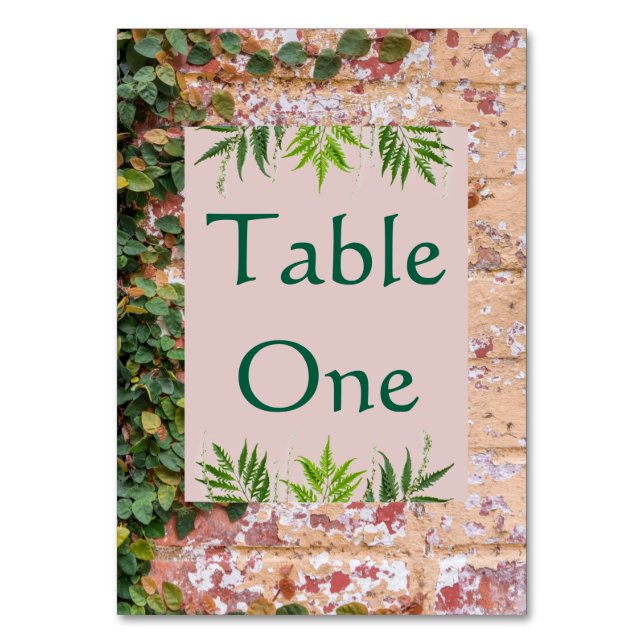 Malkstein Grüne Ivy Hochzeit Tischnummern (Vorderseite)