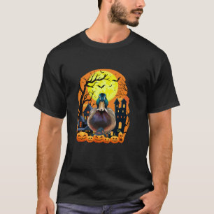 Mallard Bird mit Pumpkins Funny Beängstigend Hallo T-Shirt