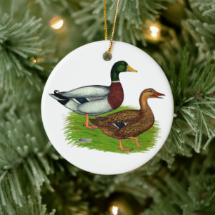 Mallard Drake und Duck Keramik Ornament