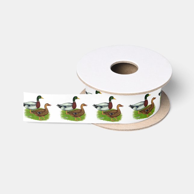 Mallard Drake und Ente Satinband (Spule)