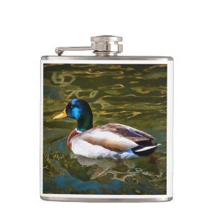 Mallard Duck Artistic Portrait Flachmann