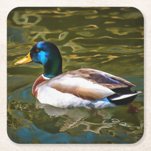 Mallard Duck Artistic Portrait Rechteckiger Pappuntersetzer