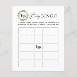 Mallard Duck Baby Shooter Bingo Game Card