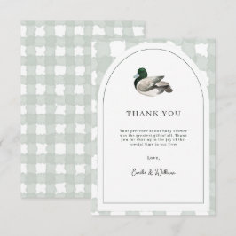 Mallard Duck Baby Shower Gender Neutral Green Dankeskarte