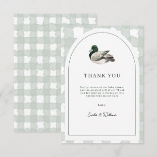 Mallard Duck Baby Shower Gender Neutral Green Dankeskarte