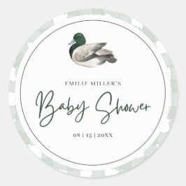 Mallard Duck Baby Shower Gender Neutral Green Runder Aufkleber