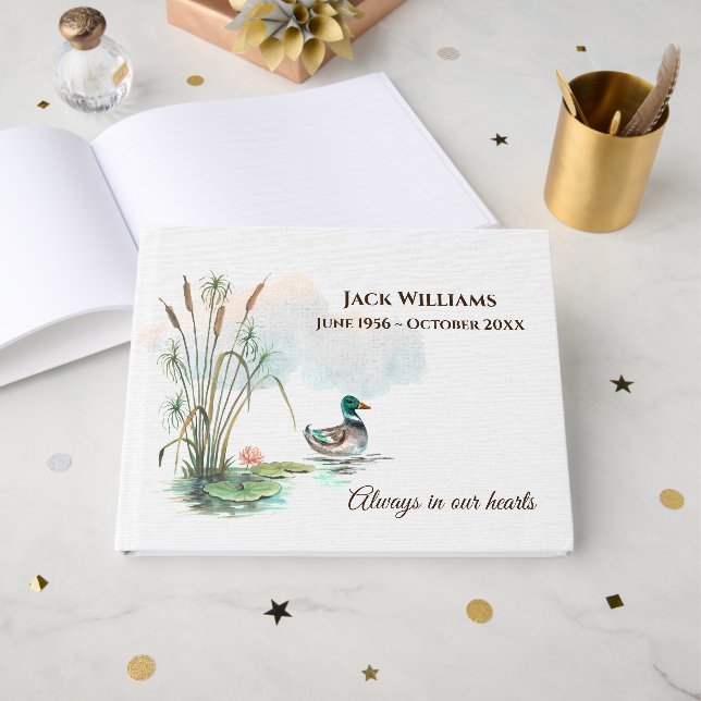 Mallard Duck bei der Cattails Beerdigung Gästebuch (Vorderseite Offen)