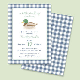 Mallard Duck Blue Kariert Hunting Baby Show Einladung