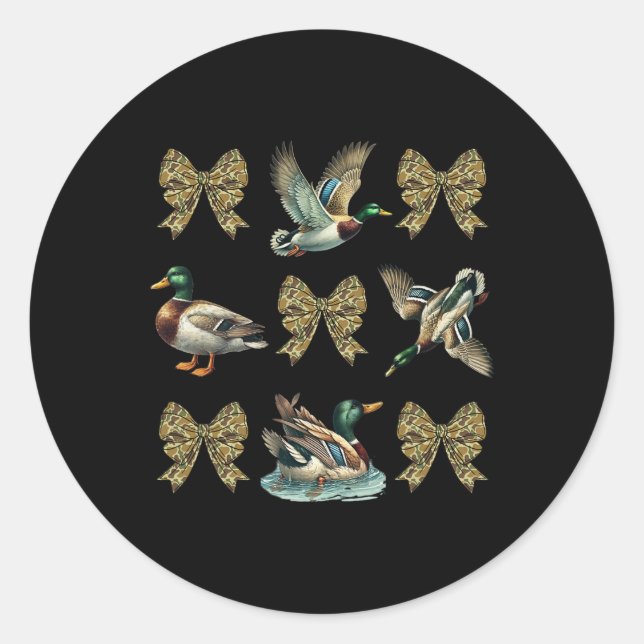 Mallard Duck Camouflage Camouflage Bow Duck Huntin Runder Aufkleber (Vorderseite)