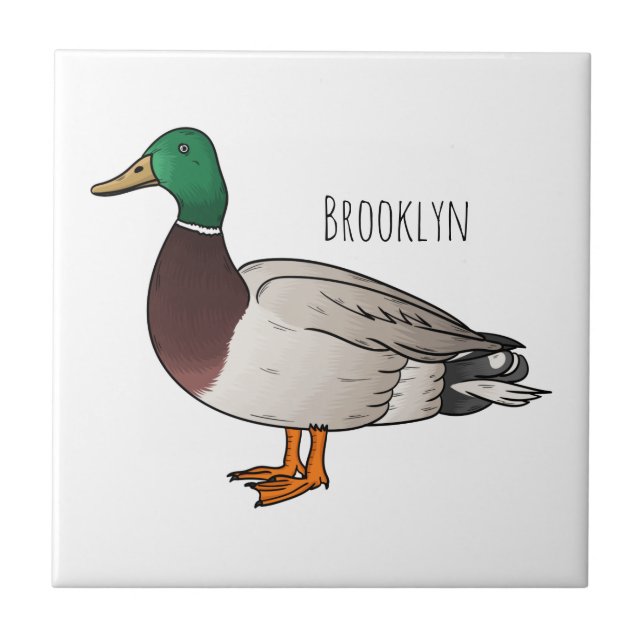 Mallard duck cartoon illustration fliese (Vorderseite)