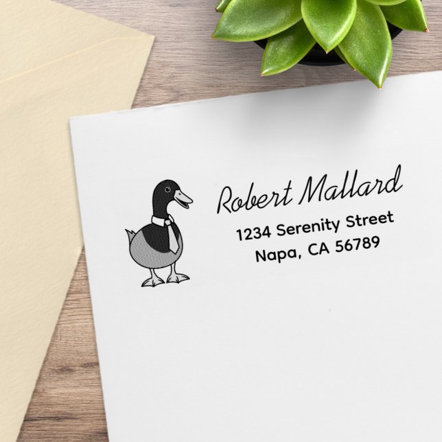 Mallard Duck Collar Necktie Return Address Gummistempel (Von Creator hochgeladen)