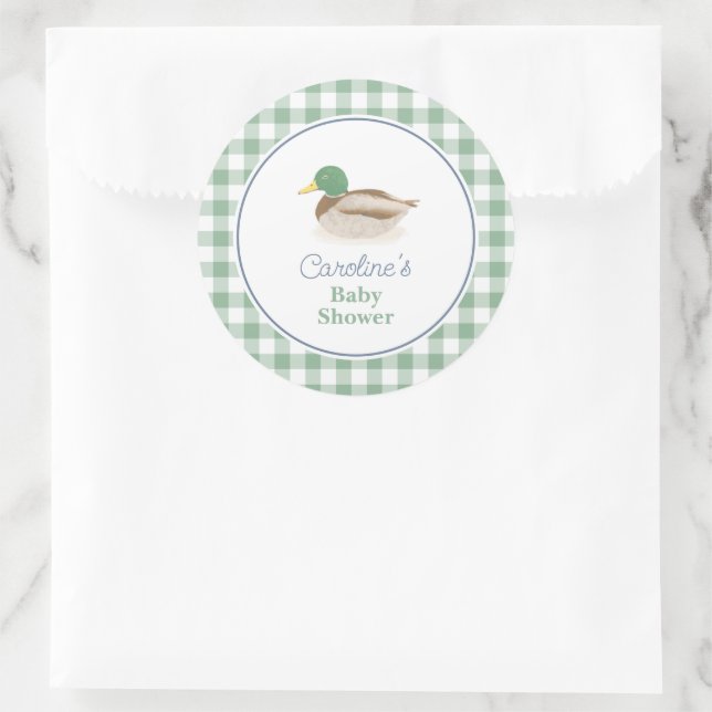 Mallard Duck Country Jagd Baby Dusche Gefallen Runder Aufkleber (Tasche)
