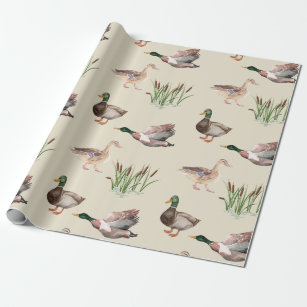 Mallard Duck Drake and Hen Wrapping Paper Geschenkpapier