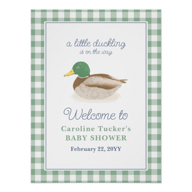 Mallard Duck Duckling Country Jagd Baby Dusche Poster (Vorderseite)
