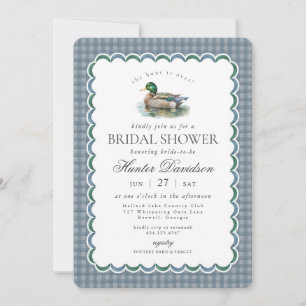 Mallard Duck Hunting Blue Gingham Brautparty Einladung