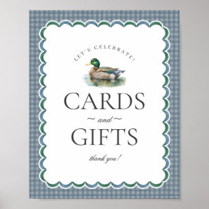 Mallard Duck Hunting Blue Gingham Cards & Geschenk Poster