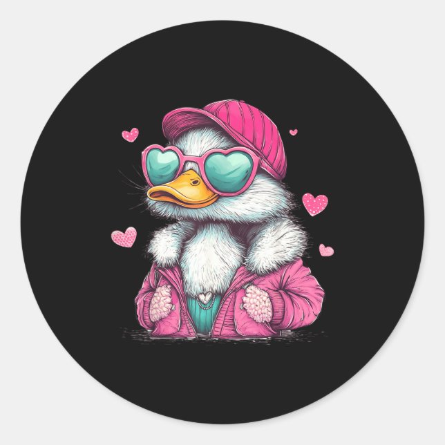 Mallard Duck Hunting Funny Valentine's Day Heart G Runder Aufkleber (Vorderseite)