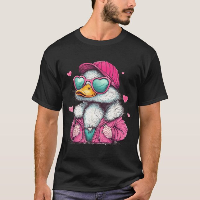 Mallard Duck Hunting Funny Valentine's Day Heart G T-Shirt (Vorderseite)