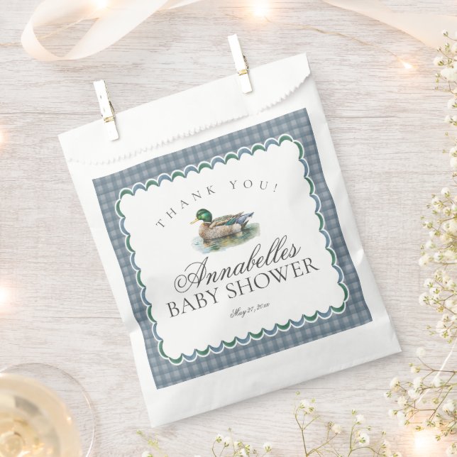 Mallard Duck Hunting Gingham Baby Shower Dessert Geschenktütchen (Ausgeschnitten)