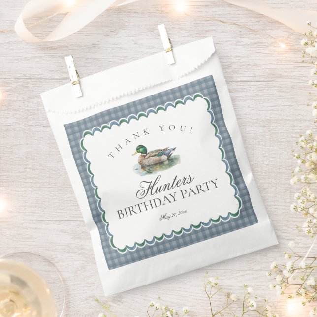 Mallard Duck Hunting Gingham Birthday Dessert Geschenktütchen (Ausgeschnitten)