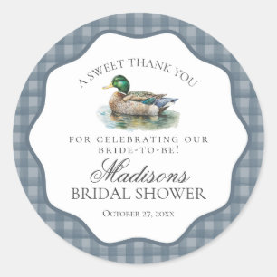 Mallard Duck Hunting Gingham Brautparty Circle Runder Aufkleber