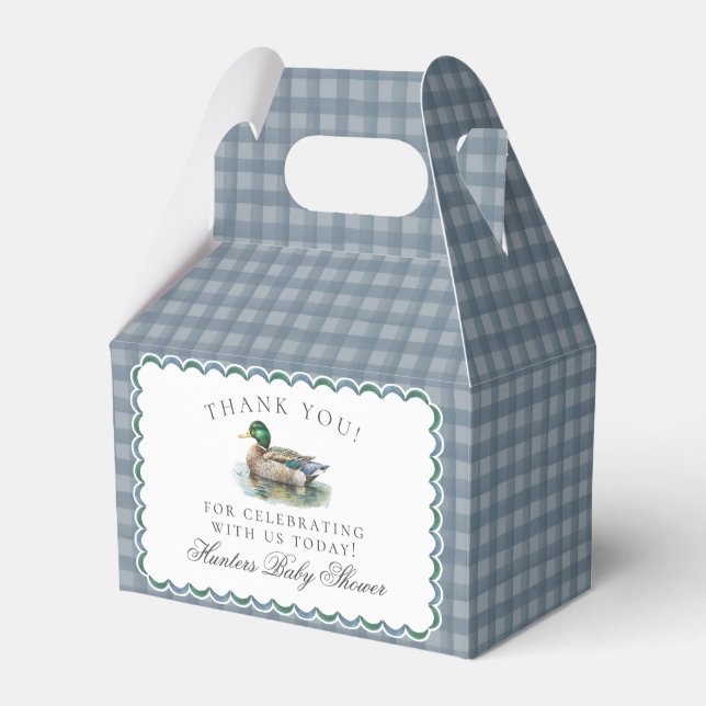 Mallard Duck Hunting Gingham Dessert Favor Boxes Geschenkschachtel (Vorderseite)