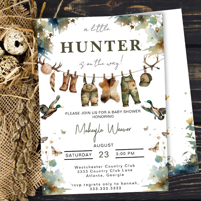 Mallard Duck Hunting Hunter Clothes Baby Shower Einladung (Von Creator hochgeladen)