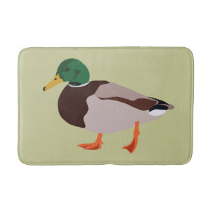 Mallard Duck Illustration Pale Green Badematte