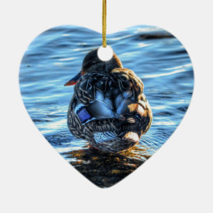 Mallard Duck in Winter River - Wildlife Foto Keramik Ornament