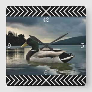 Mallard Duck Lake Quadratische Wanduhr