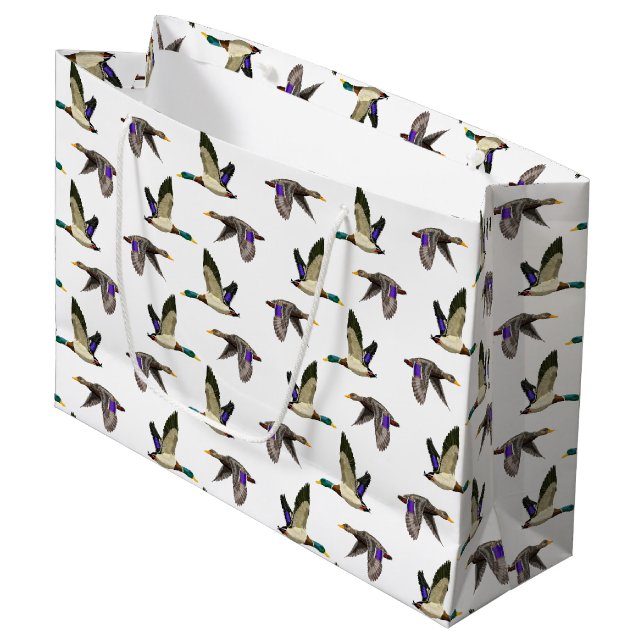 Mallard Duck Lovers Große Geschenktüte (Vorderseite Schrägansicht)