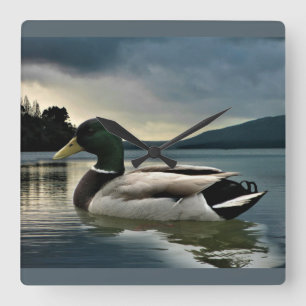 Mallard Duck on The Lake Quadratische Wanduhr