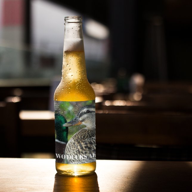 Mallard Duck Pair Foto Personalisiert Bierflaschenetikett (In Situ)