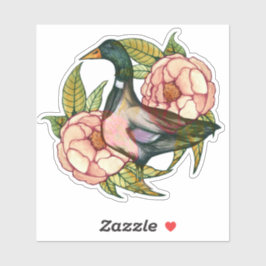 Mallard Duck Peony Nature Lovers Aufkleber