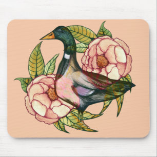 Mallard Duck Peony Nature Lovers Mousepad