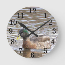 Mallard Duck Photo Clock Runde Wanduhr