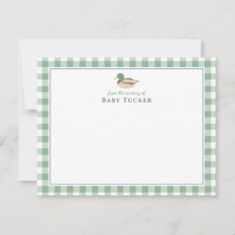 Mallard Duck Preppy Gingham Baby Boy Mitteilungska Einladung