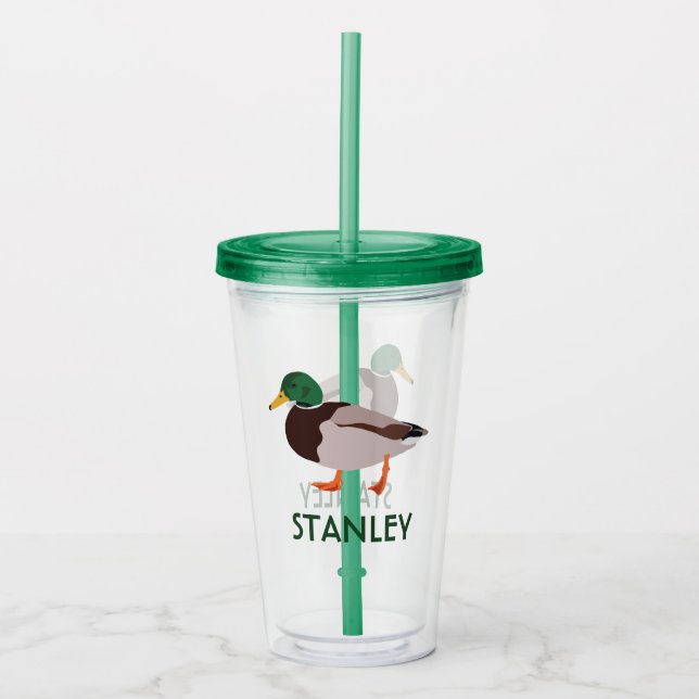 Mallard Duck Realistische Illustration Personalisi Acryltrinkbecher (Vorderseite)