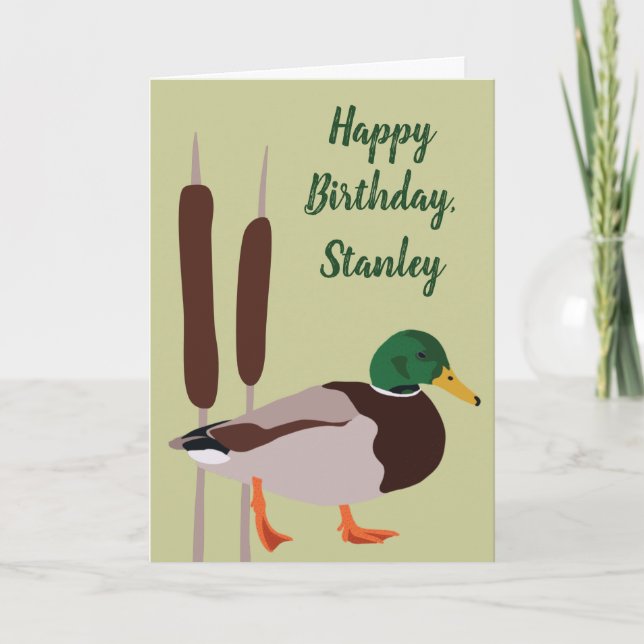 Mallard Duck Realistische Illustration Personalisi Karte (Vorderseite)