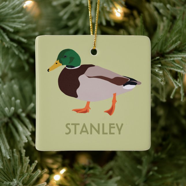 Mallard Duck Realistische Illustration Personalisi Keramikornament (Baum)