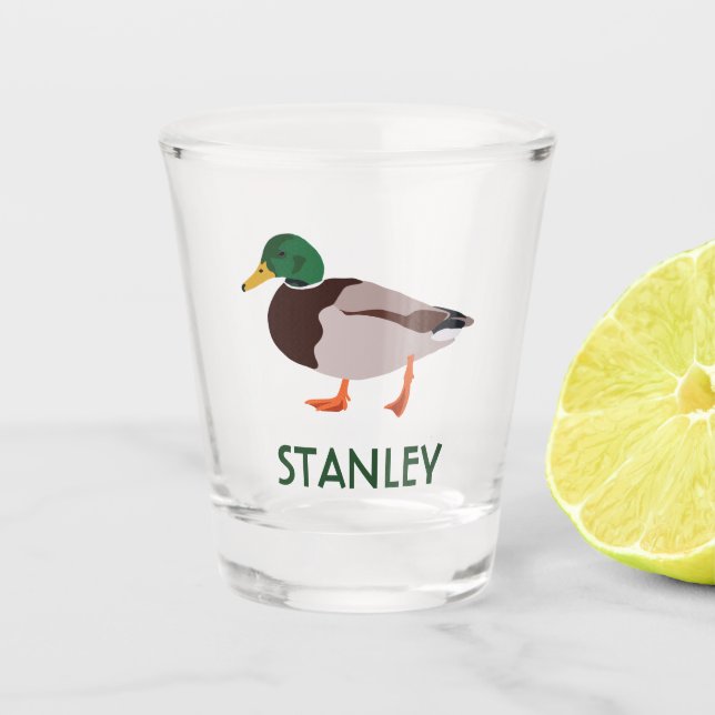 Mallard Duck Realistische Illustration Personalisi Schnapsglas (Vorderseite)