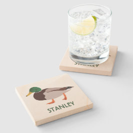 Mallard Duck Realistische Illustration Personalisi Steinuntersetzer