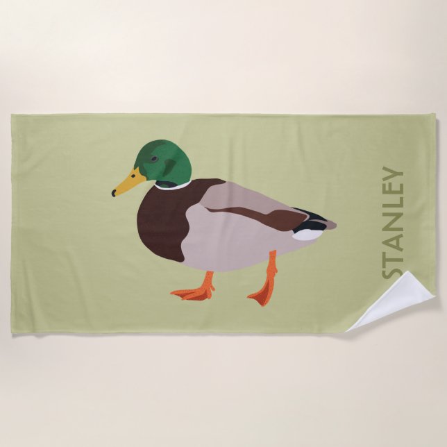 Mallard Duck Realistische Illustration Personalisi Strandtuch (Vorderseite)