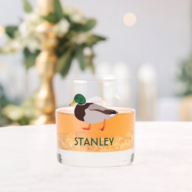 Mallard Duck Realistische Illustration Personalisi Whiskyglas (Insitu (Hochzeit))
