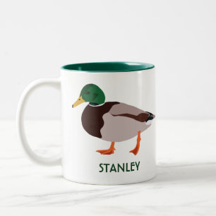 Mallard Duck Realistische Illustration Personalisi Zweifarbige Tasse