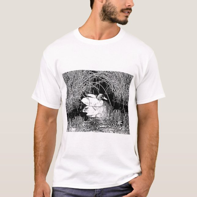 Mallard Duck Schwarz-weiß Distinguished Lake Bird T-Shirt (Vorderseite)