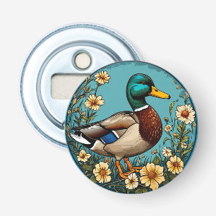 Mallard Duck Umgeben von pulsierenden Blume in ein Flaschenöffner
