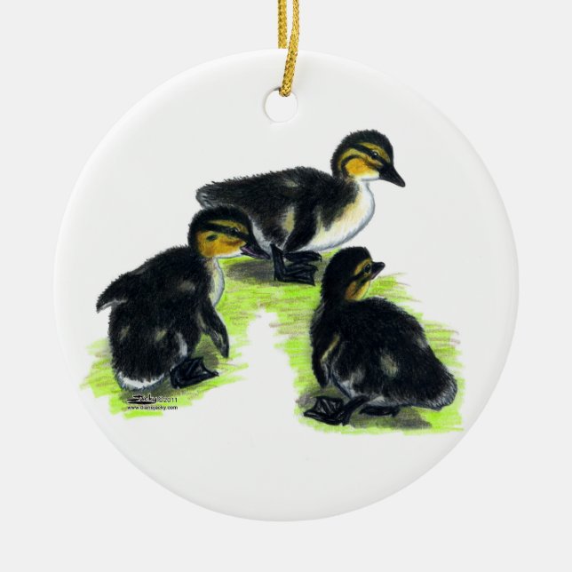 Mallard Ducklings Keramik Ornament (Vorne)