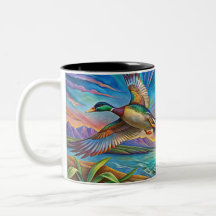 MALLARD DUCKS FLIEGEN ZWEI-TONKAFFEE-TASSE