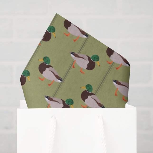 Mallard Ducks Illustrationen über Olivenöle Grün Seidenpapier (Geschenktüte)